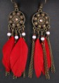Pendientes de Pluma y Cadenas - Rojo